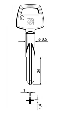 Заготовка крестового ключа PAP-2X_XPZ2_XPA2_PPX75_x_x