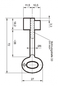 Заготовка ключа Cawi-8211-000-0 (L=72мм) (D=6x3.55мм) (B=18.2х22мм)
