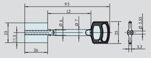 Заготовка ключа Cawi-8221-000-0 (L=95мм) (D=5.8x3.55мм) (B=26х22.8мм)