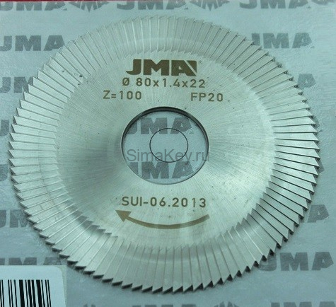 Фреза прямая JMA FP20 80х1,4х22 с боковой насечкой TITAN