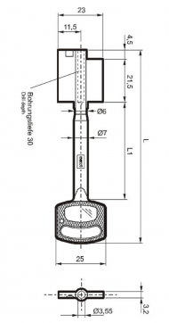 Заготовка ключа Cawi-8252-000-0 (L=135мм) (D=5.8х3.55мм) (B=26х22.8мм)