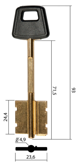 Заготовка ключа Чиза-1 93*23,6*24,4 мм. лат., штамп., с пластиком, б/п