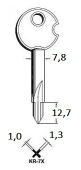 Заготовка крестового ключа KR-1.1 (KR-7X XKV11 x KRX7 x) Киров