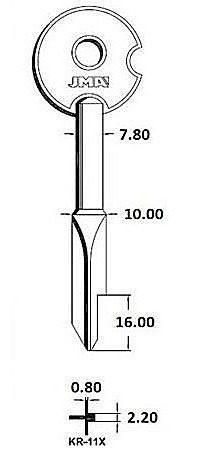 Заготовка крестового ключа KR-11X_XKV10_x_KRX11_x_KR-2.1
