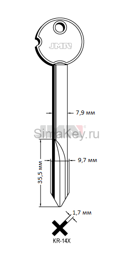 Заготовка крестового ключа KR-14X_x_x_KRX14_x_KR-5.4