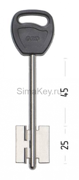 Заготовка ключа Гардиан-7 105/74*22*24,4 мм, лат., лит., с пластиком