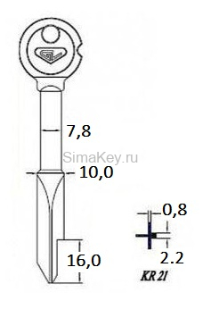 Заготовка крестового ключа KR-2.1 (x_x_x_x_x) Гравер