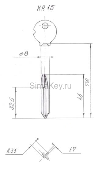 Заготовка крестового ключа KR-15 (x x x x x) Гравер