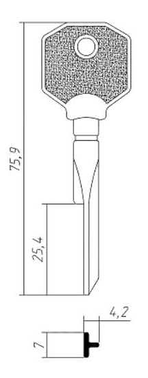 Заготовка крестового ключа KR-4.4 КНР (KR-5X XBRY1 x KRX5 x) КНР