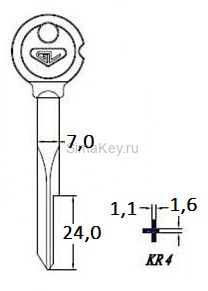 Заготовка крестового ключа KR-4 (KR-12X x x x) Гравер
