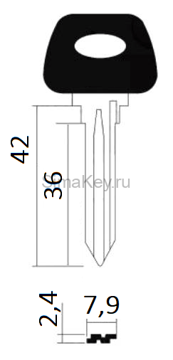 Заготовка ключа LA-2P КНР длинный