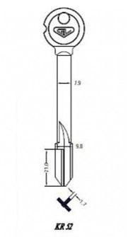Заготовка крестового ключа KR-5.2 (KR16X XKV8 XRUS2 KRX16_x) Гравер